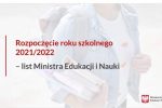 List Ministra Edukacji i Nauki- rozpoczęcie roku szkolnego 2021/2022
